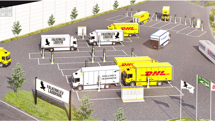 Projektet innebär det första av många stora laddstationer för lastbilar som förutspås behövas längs motorvägstriangeln Malmö-Göteborg- Stockholm-Malmö