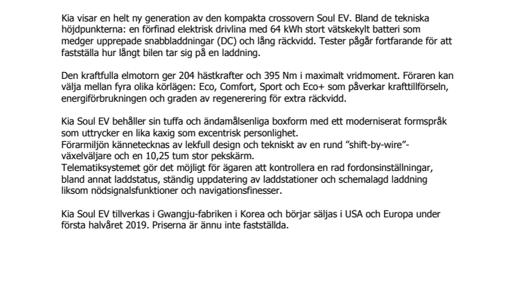 ​Världspremiär för Kia Soul EV i Los Angeles