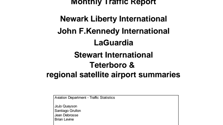 The Port Authority of New York & New Jersey - monthly traffic report - December 2018
