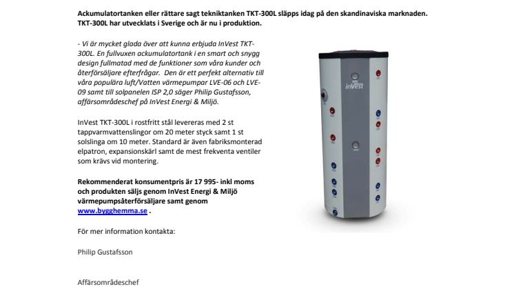 InVest Ackumulatortankar – Hjärtat i din energibesparing. 