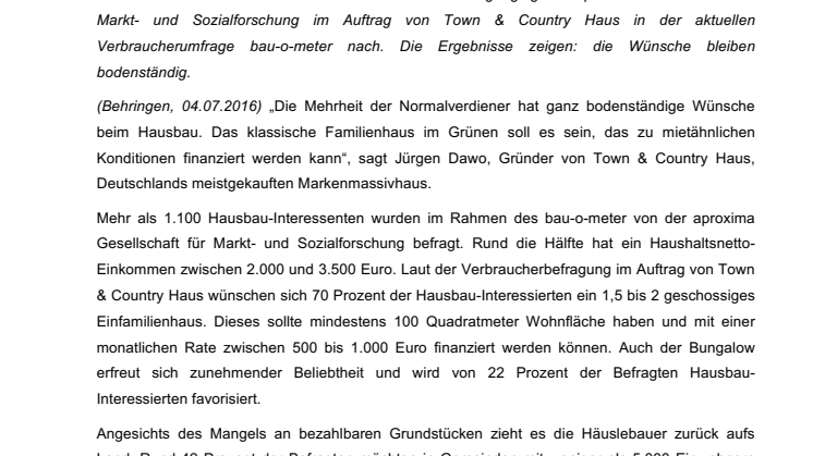 Hausbau-Trends: Normalverdiener träumen vom Einfamilienhaus auf dem Land