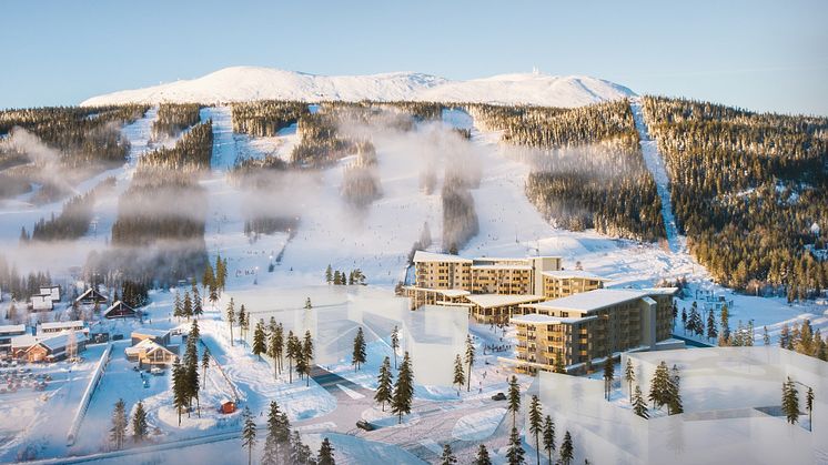 Illustrasjonsfoto av byggetrinn 1 for Trysil Alpine Lodge. 