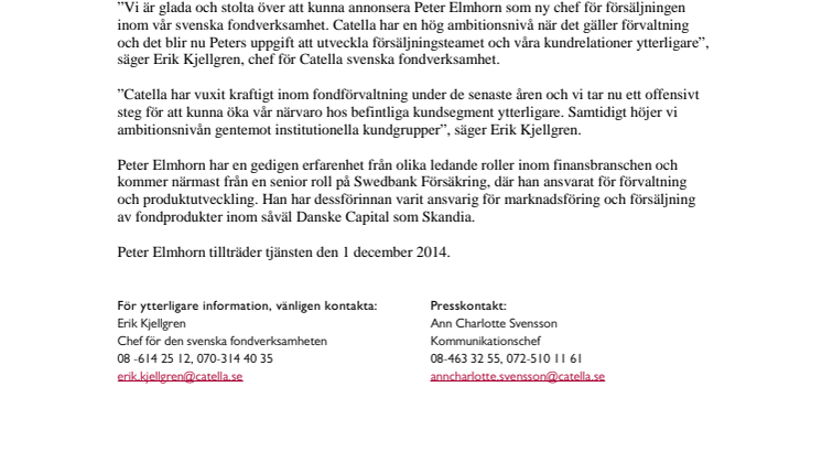 Ny chef för Catellas fondförsäljning