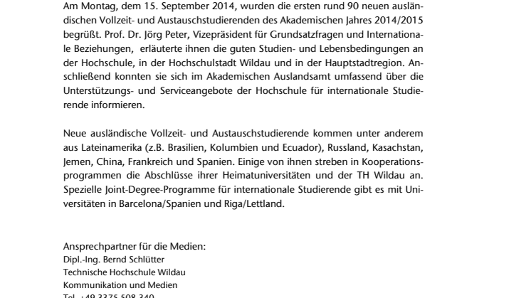 Begrüßung neuer ausländischer Studierender