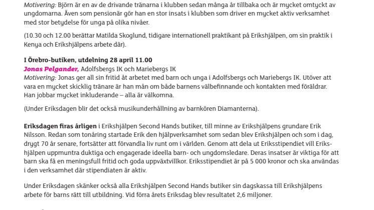 Engagerade idrottsledare får Eriksstipendiet i Örebro län