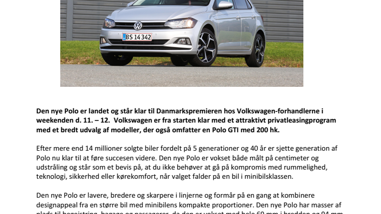 Den nye Polo er køreklar på privatleasing