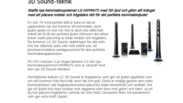 Få ut det bästa av din filmupplevelse med LG:s 3D Sound-teknik
