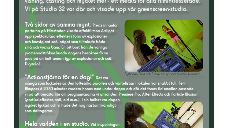 Workshop i greenscreen på Filmstadens Dag