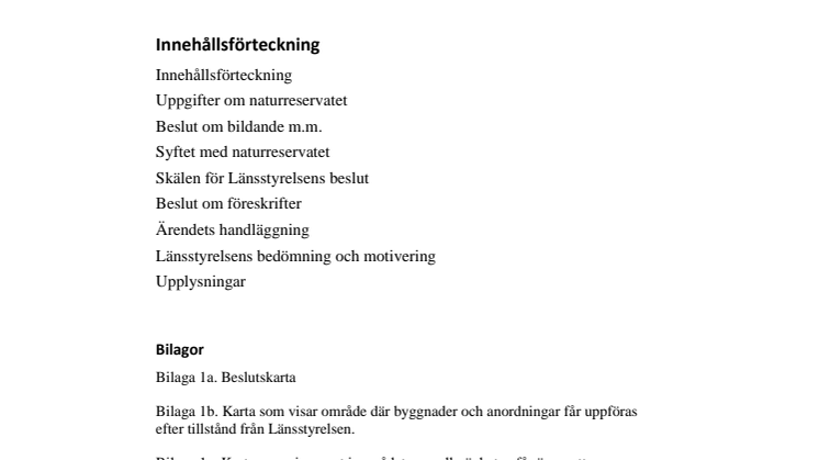 Beslut om bildande av Bassholmens naturreservat i Uddevalla kommun