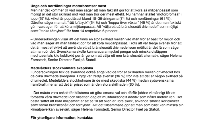 Stora skillnader i svenskarnas syn på eco-driving 