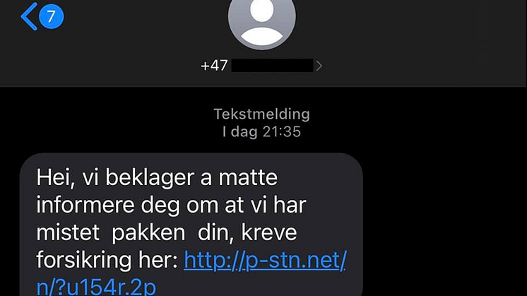 Eksempel på svindelforsøk per SMS