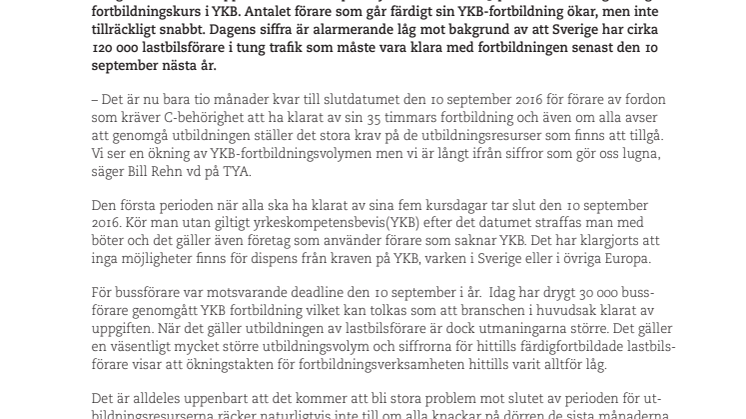 YKB-fortbildningen måste ta fart 