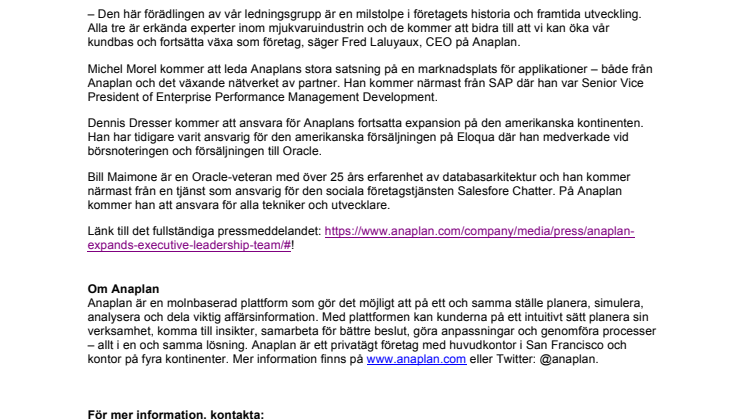 Anaplan rekryterar globala toppnamn