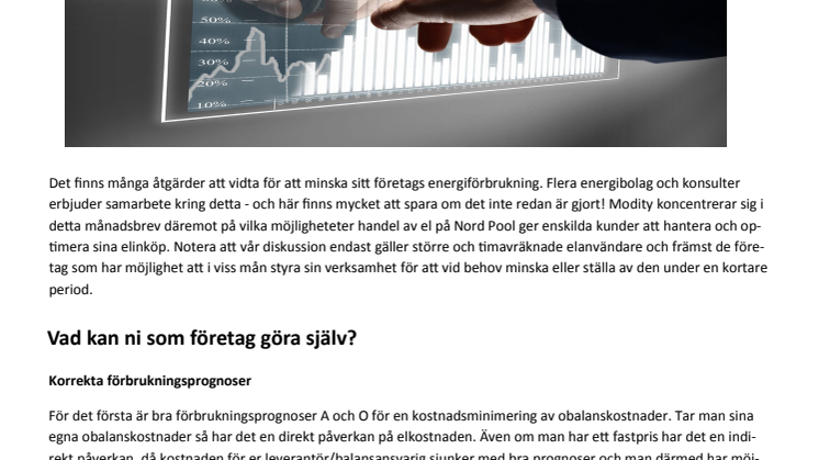 Modity månadsbrev - hantering av elkostnader via Nordpool