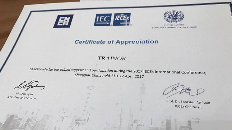 Norske Trainor bidragsyter på IECEx-konferanse i Shanghai