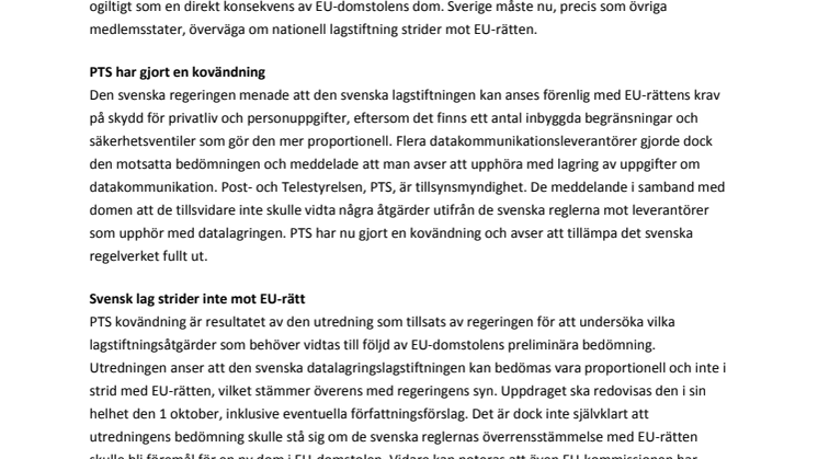 EU-domstolens ogiltigförklarande av Datalagringsdirektiven