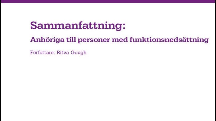 Sammanfattande kunskapsöversikt om anhöriga till personer med funktionsnedsättning