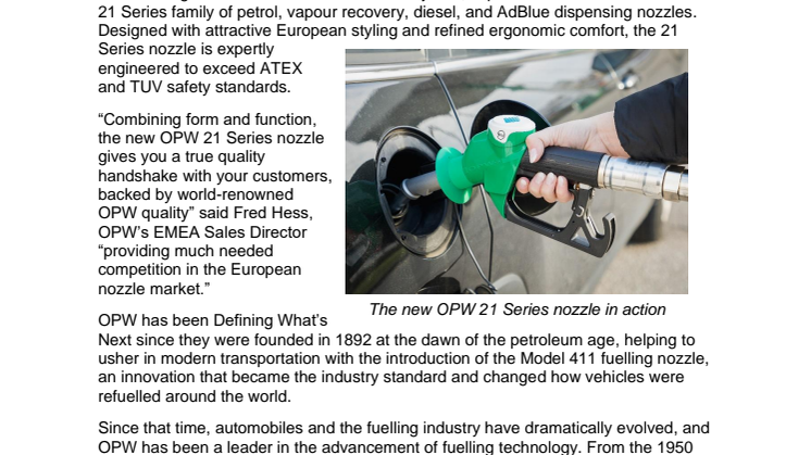 OPW Introduces Brand New 21 Series  European Style Fuelling Nozzles!