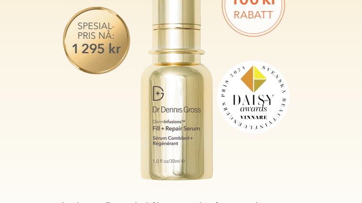 BESTE SERUMET: 100 kr rabatt på vinnerserumet DermInfusions Fill + Repair Serum