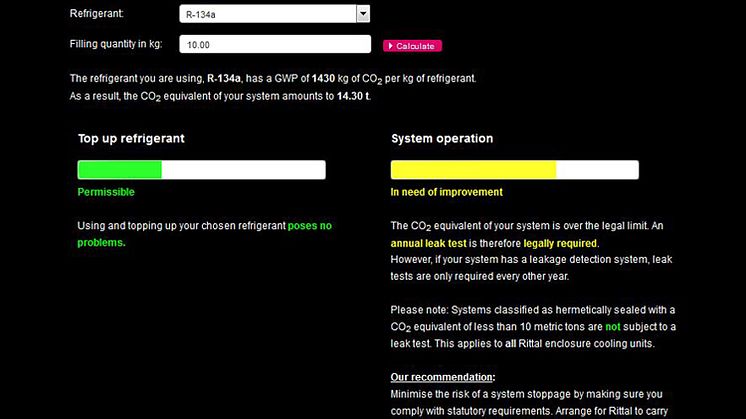 Rittal F-gas calculator