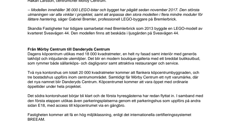 LEGO-modell visar framtidens Danderyds Centrum