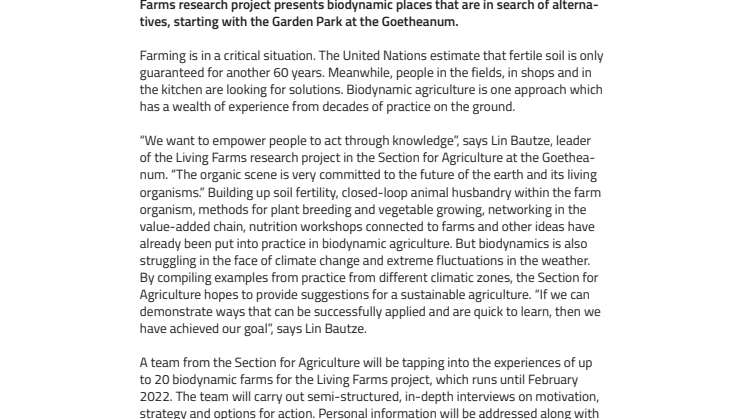 Opportunities for a Sustainable Agriculture. ​Research project with short videos on biodynamic agriculture