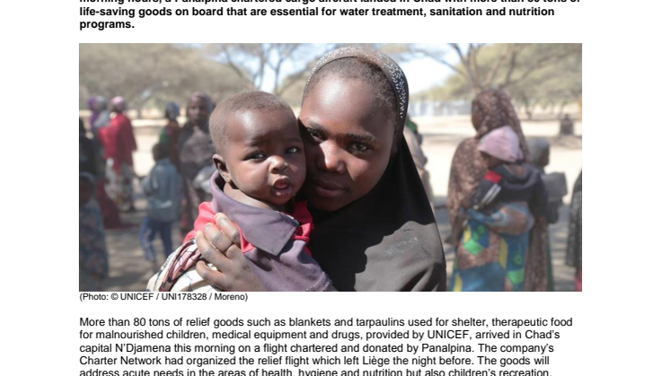 A charter for Chad – Panalpina donates UNICEF relief flight