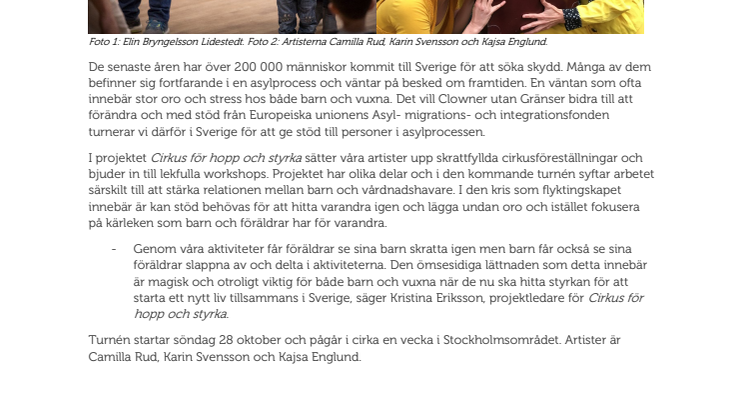 Cirkus stärker bandet mellan barn och vårdnadshavare på flykt
