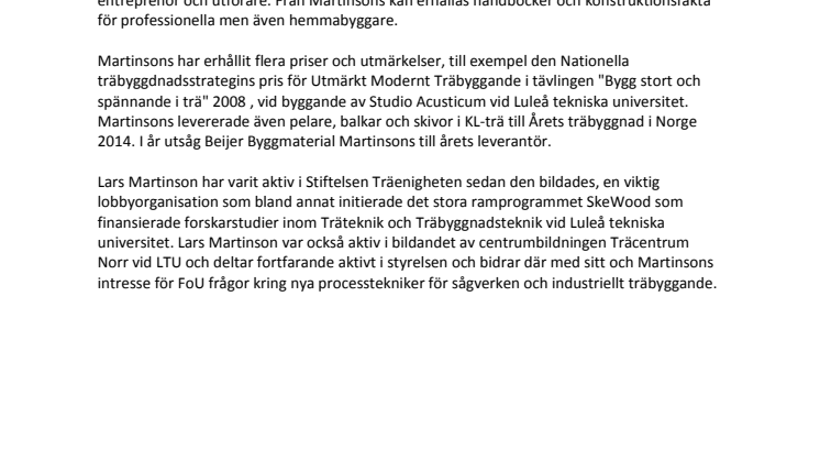 Nomineringstext Lars Martinson