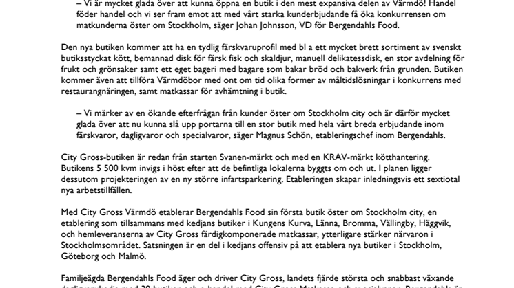 City Gross ökar konkurrensen om mathandeln på Värmdö