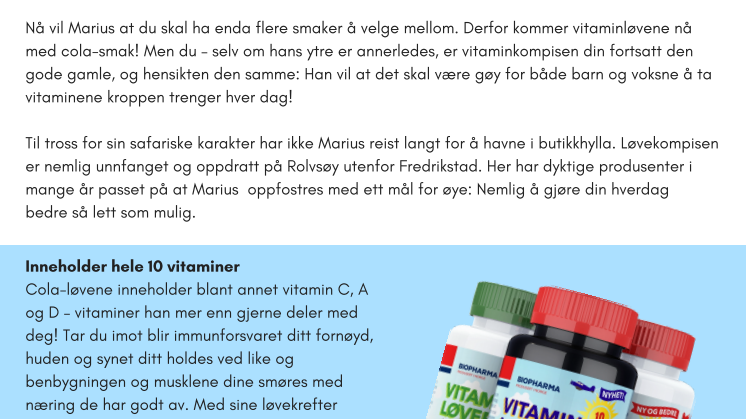 Nye vitaminløver med colasmak