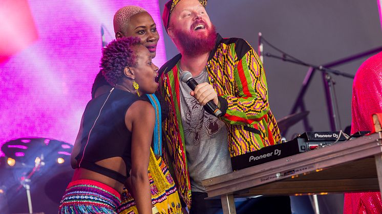 Nimo J & Madame J from Rainbow Riots Uganda and Petter Wallenberg. Photo by Jonas Norén