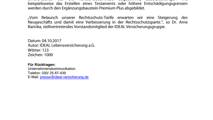 IDEAL RechtSchutz – neu strukturiert mit klarem Fokus auf Senioren