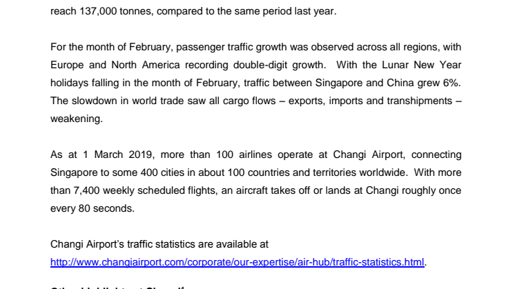 Operating Indicators for February 2019