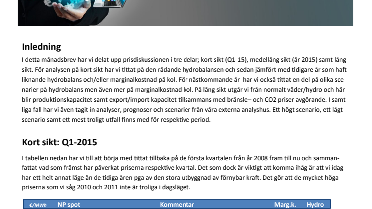 Modity månadsbrev - Prisdiskussion och prognos på kort och lång sikt