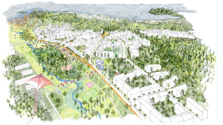Det vinnande bidraget Bland stänk och flikar av 02Landskap tillsammans med Okidoki och Herud konsult