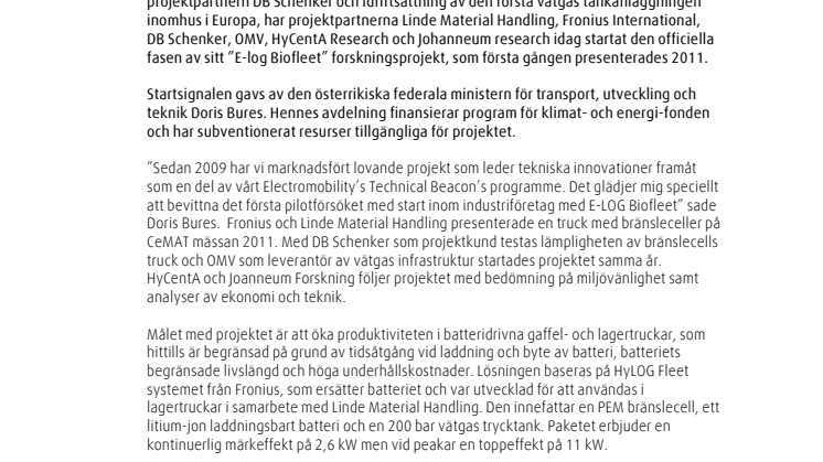 Fält test av E-LOG bioflotta är nu lanserad 