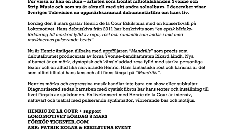 Henric de la Cour till Lokomotivet