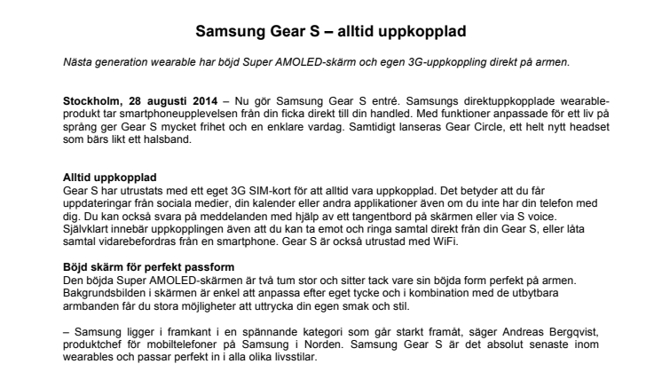 Samsung Gear S – alltid uppkopplad