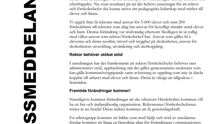 Ledningsorganisationen förskola - grundskola