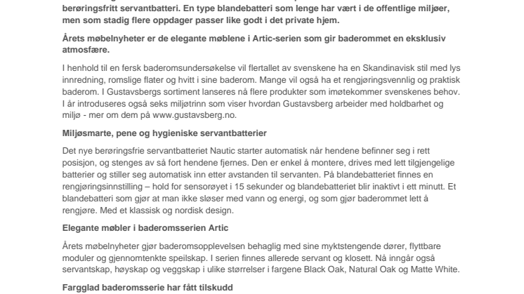 Nytt og smart fra Gustavsberg