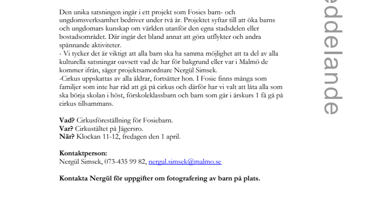 Fosiebarn får egen cirkusföreställning