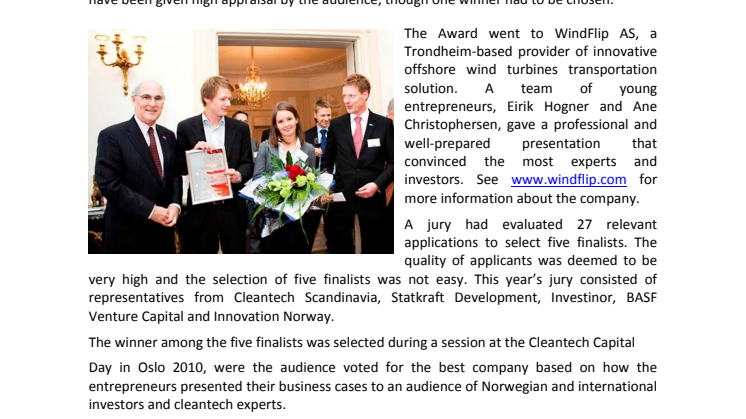 Norwegian Cleantech Award was a close race – and the winner is…