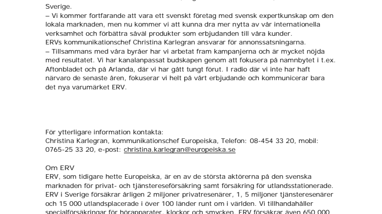 Nu heter Europeiska ERV