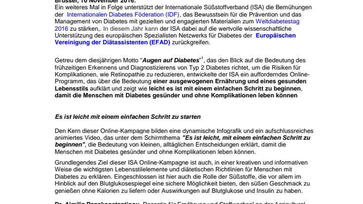 ISA richtet den Blick auf “Augen auf Diabetes”