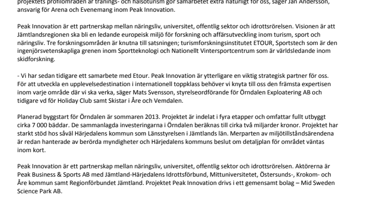 Örndalen i strategiskt samarbete med Peak Innovation 