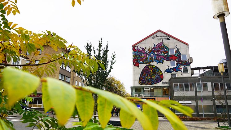 Muralmålning i Uddevalla av Caroline Falkholt till minne av Robert Strängen Dala Dahlqvist 2
