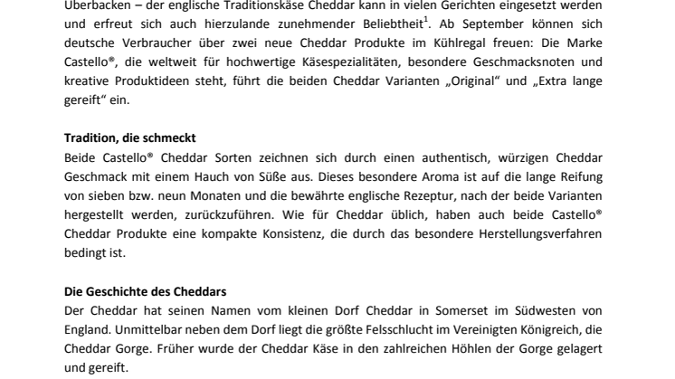 Castello® Cheddar – Premiumgenuss nach englischer Rezeptur