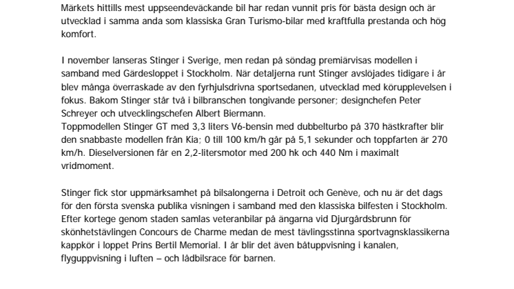 Kia Stinger premiärvisas på Gärdesloppet