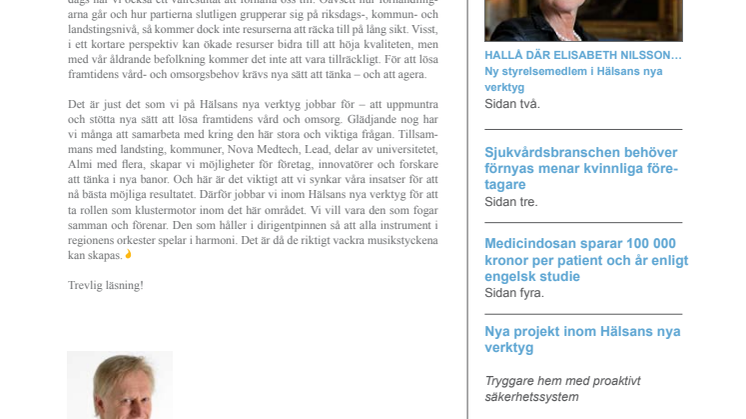 Nyhetsbrev September 2010 Hälsans nya verktyg